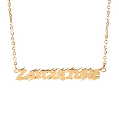 China Customized stainless steel stainless steel fire shape name plate necklace personalize for sale