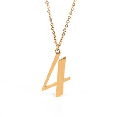 China CLASSIC Custom 10K Gold Plated Stainless Steel Chain Necklace Number Pendant for sale