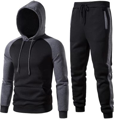 China 2022 Private Label Men's QUICK DRY Logo Hoodie Set Custom Hoodie and Jogging Suit Color Block Patchwork Set for sale