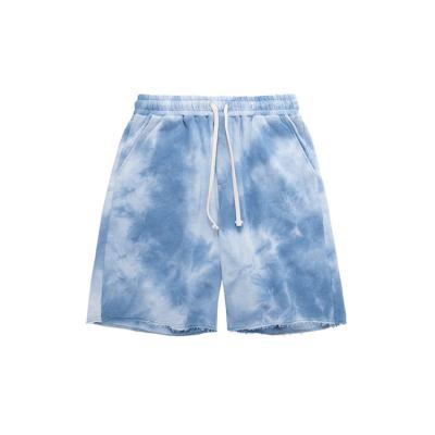 China Anti-wrinkle private label summer streetwear french tv male hip hop jogger sweat shorts full body tie dye shorts wholesale for sale