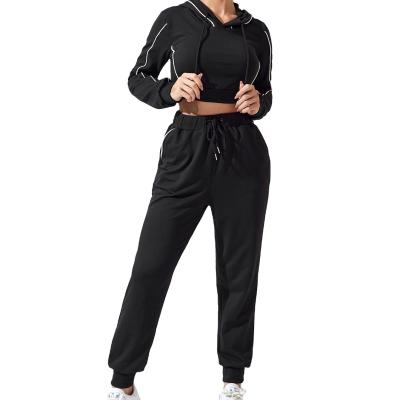 China 100% Suit, Bellies Women Black Tight Suit, Supplier Cotton Factory Anti-pilling Jogging Pants Two-Piece for sale