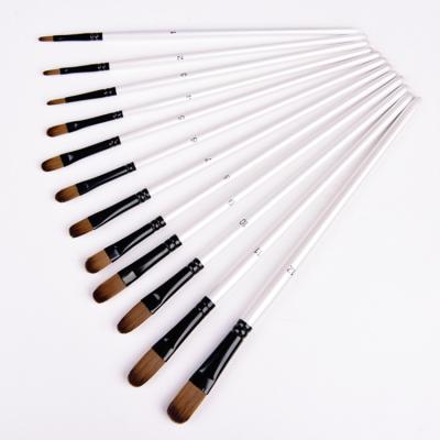 China Xinbowen HB2880 12pcs/set Acrylic Nylon Nylon Gouache Professional Artist Hair Detail Paint Brush Flat Round Oil Painting Watercolor Gouache Detail Paint Brush for sale