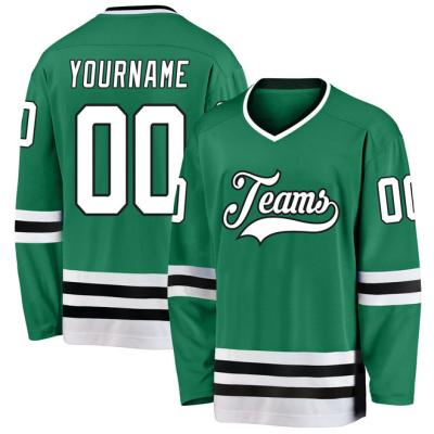 China Shirts & Tops Custom Kelly Green White-Black Hockey Jersey Embroidery Stitched Blank Plain Wholesale for sale