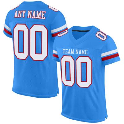 China Custom Powder Blue Breathable Mesh Authentic Football Jersey White-Red for sale