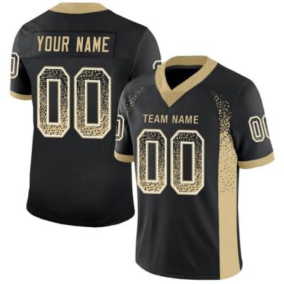 China Vegas Black Custom Made Breathable Mesh Drift Fashion Football Jersey White Gold for sale