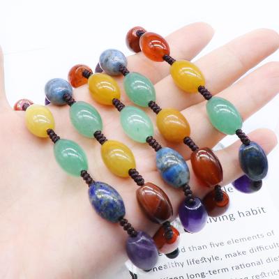 China The Other Hand of Seven Chakra Bracelet - Healing Woven Crystal Stone Yoga Barrel Bead Energy Bracelet for sale