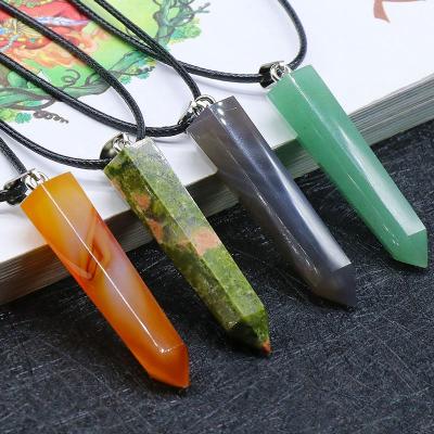 China Wholesale CLASSIC Ball Pendant Natural Crystal Shape Stone Agate Column Hexagon Hexagon Necklace Pendant for sale