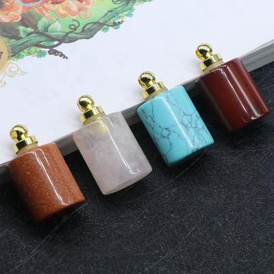 China CLASSIC Tiger Eye Removable Cylinder Perfume Oil Bottle Pendant Natural Crystal Pendant Necklace for sale