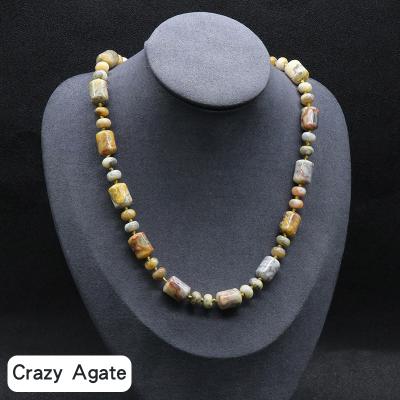 China Ordinary Natural Crystal Abacus Abacus Column Knotted Stone Necklace Stone Necklace Agate Necklace for sale