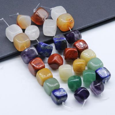 China Crystal Seven Chakras Square Stone Natural Red Agate Quartz Crystal Stone With Diagonal Hole For Jewelry DIY Woven Materials for sale