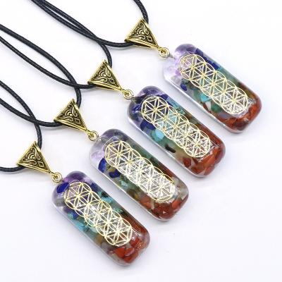 China Wholesale 7 Chakra Orgone Crystal Energy Healing Necklace Pendant CLASSIC Engraved Chakra Stones Orgone Pipe Pendants for sale