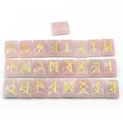 China 25pcs/crystal set red crystal rune stone with rectangle reik chakra healing gemstone engraved rune stone for sale