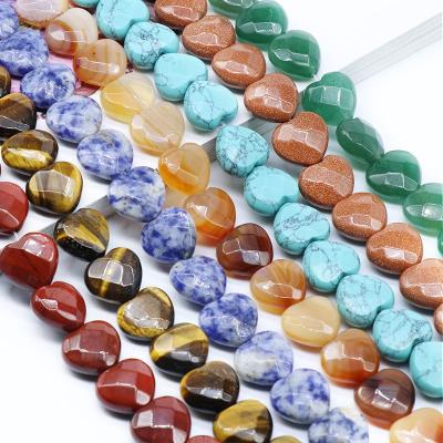 China 15mm Crystal Heart Multifaceted Bead Agate Quartz Crystal Stone Loose Beads Necklace Earrings DIY Jewelry Accessories for sale