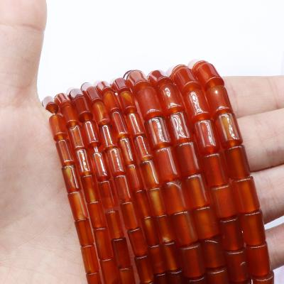 China Crystal Natural Red Agate 6x9mm Polished Cylindrical Beaded Loose Beads Hairpin Flip Jewelry Accessories for sale