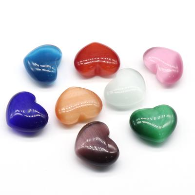 China No-hole Colored Crystal Stone Heart Love Heart Peach Stone 30mm Clot Bare Stone Ornaments Handle Pieces DIY Jewelry Accessories for sale