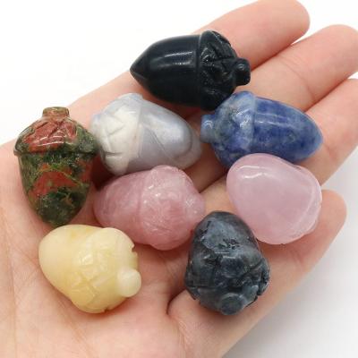 China Simplicity Natural Quartz Crystal Stone Carved Eye Crystal Stone Mini Gables Pine Cone Powder Tiger DIY Ornaments Jewelry Materials for sale