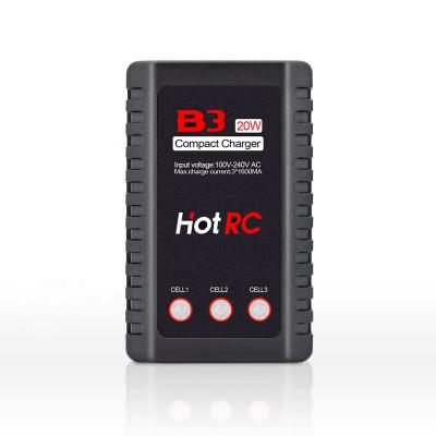 China 2S/3S (7.4v-11.1v) HOTRC B3 20w charger 1600mah lipo battery plug and balance charger for 2S-3S battery for sale