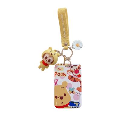 China Japan style cartoon mickey logo printed id holder key chain with kawaii figure toy for sale