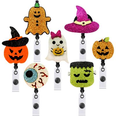 China Fashionable Yo-Yo Badge Reel Pumpkin Retractable Badge Holder for Party Halloween for sale