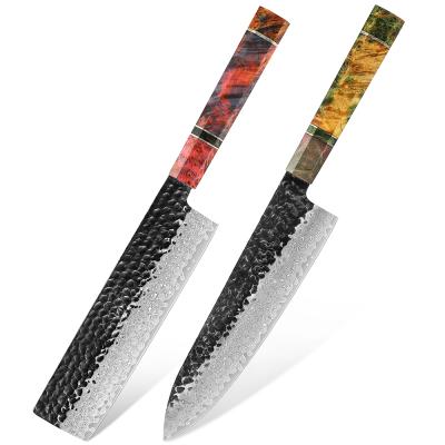 China Professional Stocked 8 Inch Damascus Knife Set Handle Vg10 Damascus Chef Knife Nariki Knives Stable Wood Steel Cleaver for sale