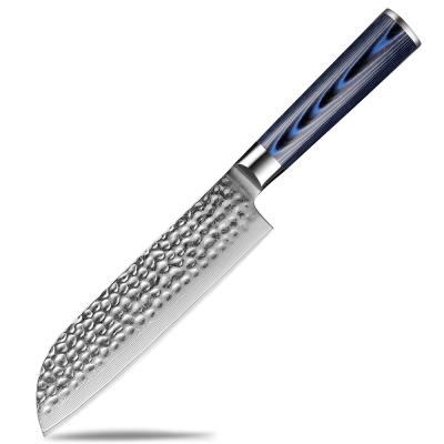 China XITUO Santoku Steel Hammer Forgingl Steel Chef Hammer Real Damascus Knife Non-Stick Kitchen Cleaver Slicing Vegetable Blue Round Slicing New for sale