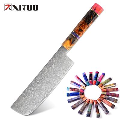 China Hot Stablized Wooden Octagonal Sharp Family Chef's Handle Viable Cleaver Nakiri Knife Vegetable Damascus Kitchen Knives Knife for sale