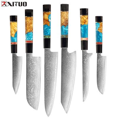 China Viable Professional Wholesale Knives Manufacturer In Damascus Current Knife Set Kitchen Chefs Santoku Knives Cooking Muti-function Tools for sale