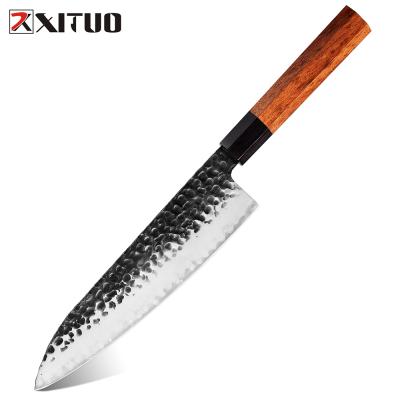 China Professional Chef Kitchen Knives Ebony Wood Octagon Plated Gyuto Steel Pointed Sharp Handle Viable Cooking Best Knife Gift for sale