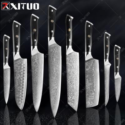 China XITUO Damascus Chef Knife Professional Japan Sankotu Cleaver Bone Serving Knives Kiritsuke Peeling Kitchen Knife Cooking Tools for sale