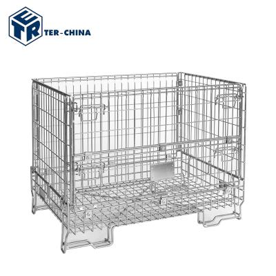 China Foldable Steel Q235 Galvanize Mesh Stacking Frame Laundry Cage Trolley for sale