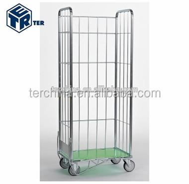 China Q235 METAL STEEL ROLL CAGE CONTAINER TROLLEY EQUIPMENT FOR LAUNDRY for sale