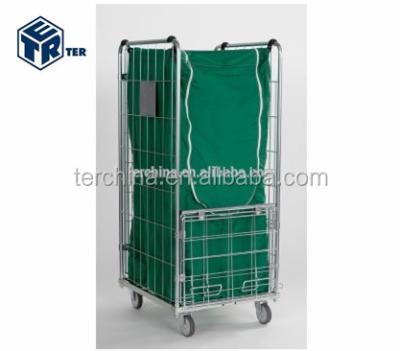 China storage METAL ROLL CAGE CONTAINER TROLLEY EQUIPMENT WITH BAG FOR LAUNDRY for sale