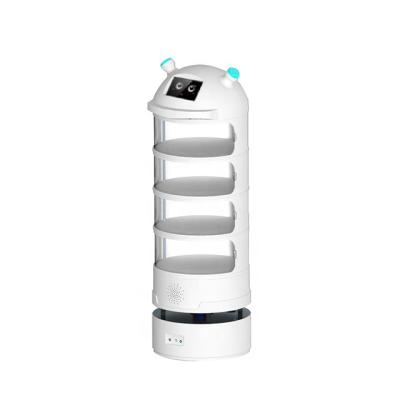 China restaurant & Hotel Provides Robot Serving Waiter 360 All Direction Laser Radar 4 Trayers Obstacle Avoidance Automatic Food Dish Deliveries for sale