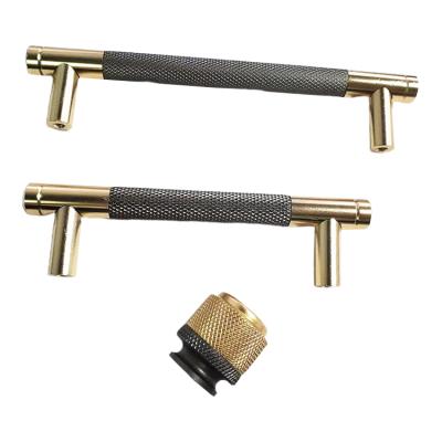 China Modern Factory Wholesale Price Cheap Knurled Solid Brass Furniture Hardware Cabinet Drawer Handle And Knob Wardrobe Handle for sale