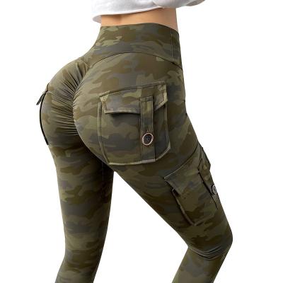 China High quality hot sale women breathable camouflage crack! crack! Butt Fitness Gym Performance Leggings with Cargo Pocket for sale