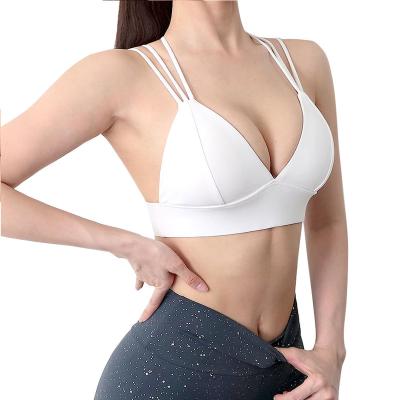 China Breathable Fashion Removable Padded Strappy Crisscross Back Comfort Active Women Sports Bra for sale