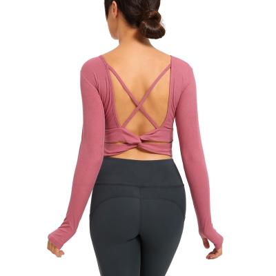 China Breathable Women Long Sleeve Super Soft Slim Fit Running Yoga Fitness T-Shirts Gym Active Girls for sale