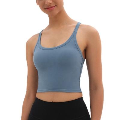 China Qry Women's Ultra Soft Strappy Fit Compression QUICK DRY Padded Built In Crop Tops Ladies for sale