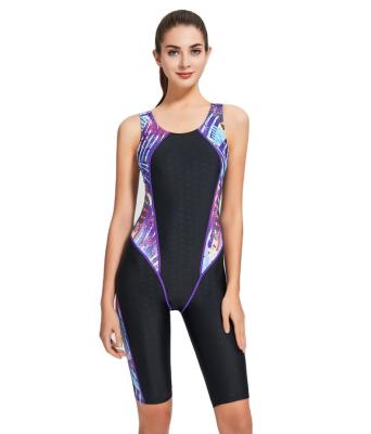 China Plus Size M-3XL Waterproof Professional Swimwear Quick Dryin One Piece Sport To The Knee Competition Swimsuit Sexy Wrap Suit Women With Pad for sale