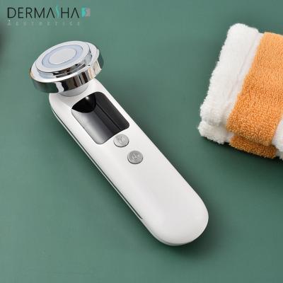 China Facial Massage Red And Blue Light Therapy Portable Ultrasonic Electric Rechargeable Beauty Machine Skin Care Device for sale