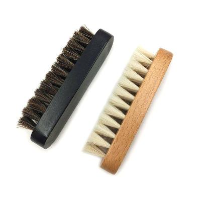 China Viable Wholesale Custom Wooden Horse Hair Wool Hair Shoe Cleaning Brush for sale