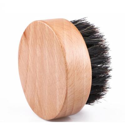 China Round Plant Round Wooden Handle Perfect With Natural Soft Horse Hair Straightens Styling And Grooming Tool For Men's Wooden Beard Brush for sale