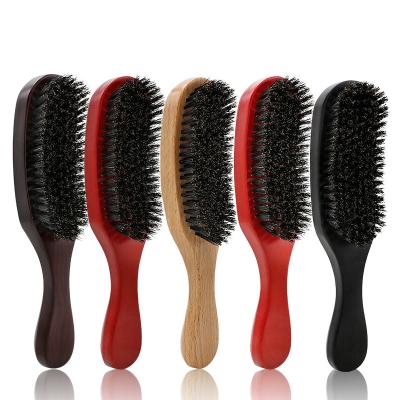 China Viable Wholesale Custom Beard Bristle Hair Styling Comb Beard Hair Wave Brush With Handle Set for sale