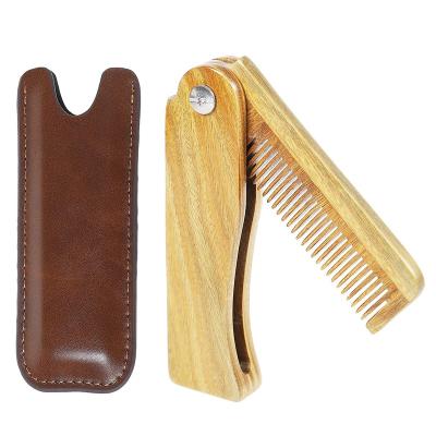 China Beauty Care Make Tools Natural Portable Wooden Beard Comb, Folding Pocket Comb Anti-static Wooden Pocket Comb for sale