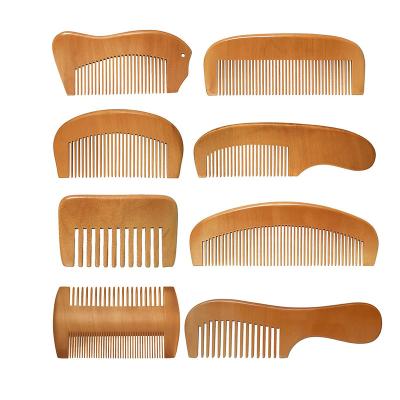 China Sustainable Natural Handmade Travel Wooden Beard Comb Wide Teeth Anti-Static Wooden Hair Comb Custom for sale