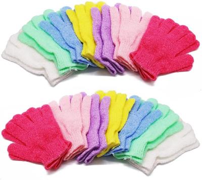 China EXFOLIATE Body Scrubber Wholesale Bath Nylon Shower Gloves Exfoliating Bath Glove Gloves Dead Skin Remover for sale