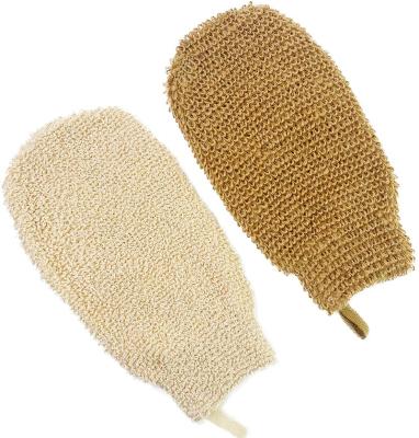 China All Natural Natural Shower Bath Sponges Gloves Exfoliating Jute Fiber Gloves Body Scrubbers for sale