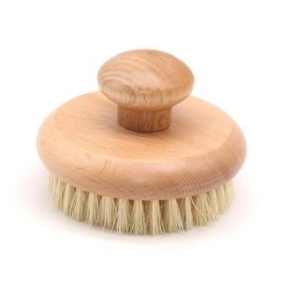 China EXFOLIATING Round Wooden Body Sisal Brush Shower Sweep 100% Natural Loofah Bath Sponge for sale