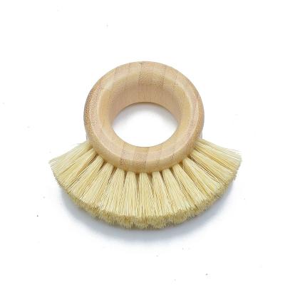 China Sustainable Vegetable and Fruit Brush Pot Bowl Brush Sisal Bamboo Wooden Kitchen Cleaning Brush for sale