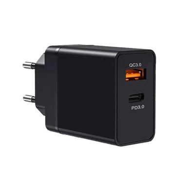 China Dual Port QC3.0 36W EU Plug Palladium Type C QC3.0 USB Wall Charger for sale